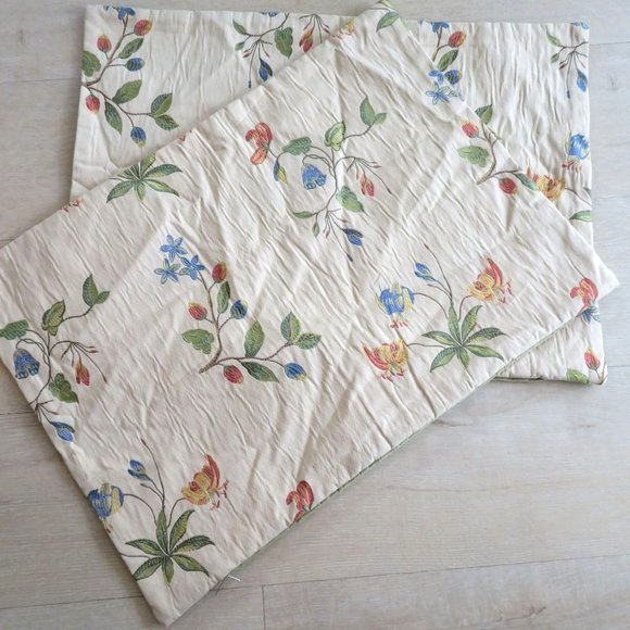 Pair 2 Custom Made Pillow Covers Textured Floral Embroidery Tan Reversable 16x22 - Picture 2 of 8